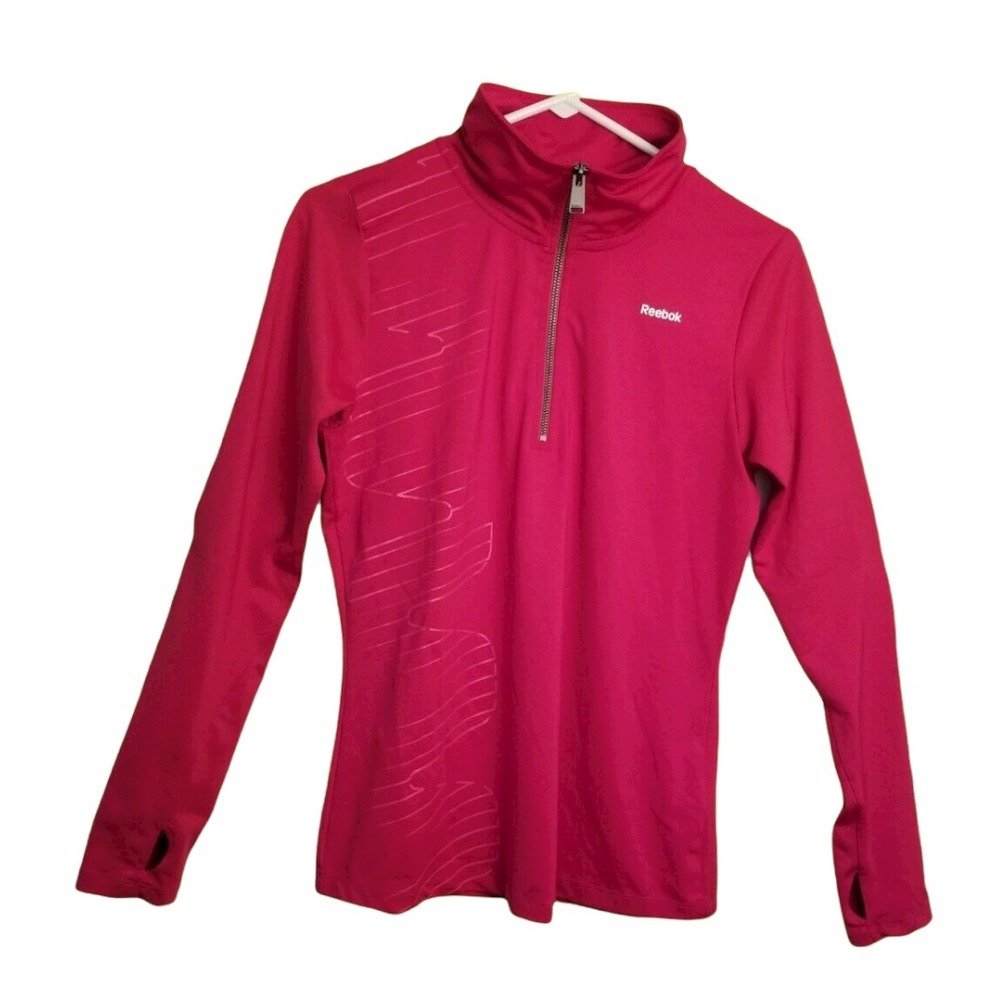 Reebok‎ Play Dry 1/4 Zip Women's Pullover Size Medium, PIT TO PIT 18 IN, Pink